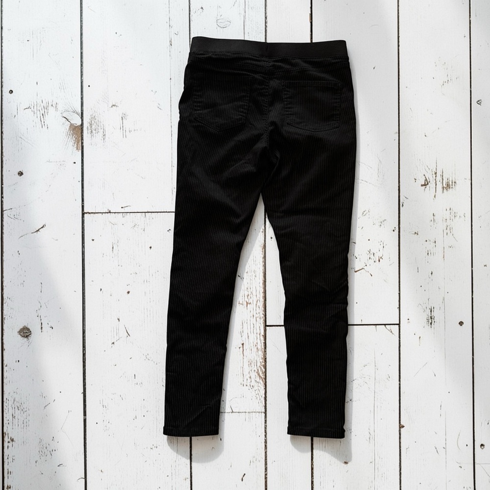 No Boundaries Black Pinstripe Skinny Pants Size L 11/13 Pull-On Stretch Career W - Picture 2 of 10